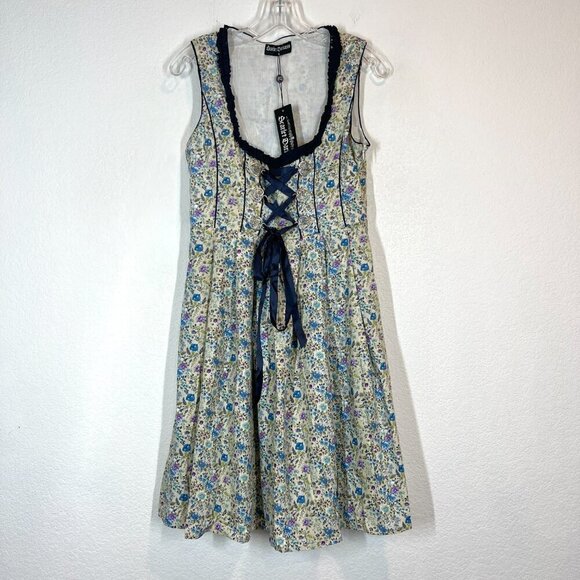 Scarlet Darkness Floral Dress Small German Dirndl Bavarian Oktoberfest - Picture 2 of 12